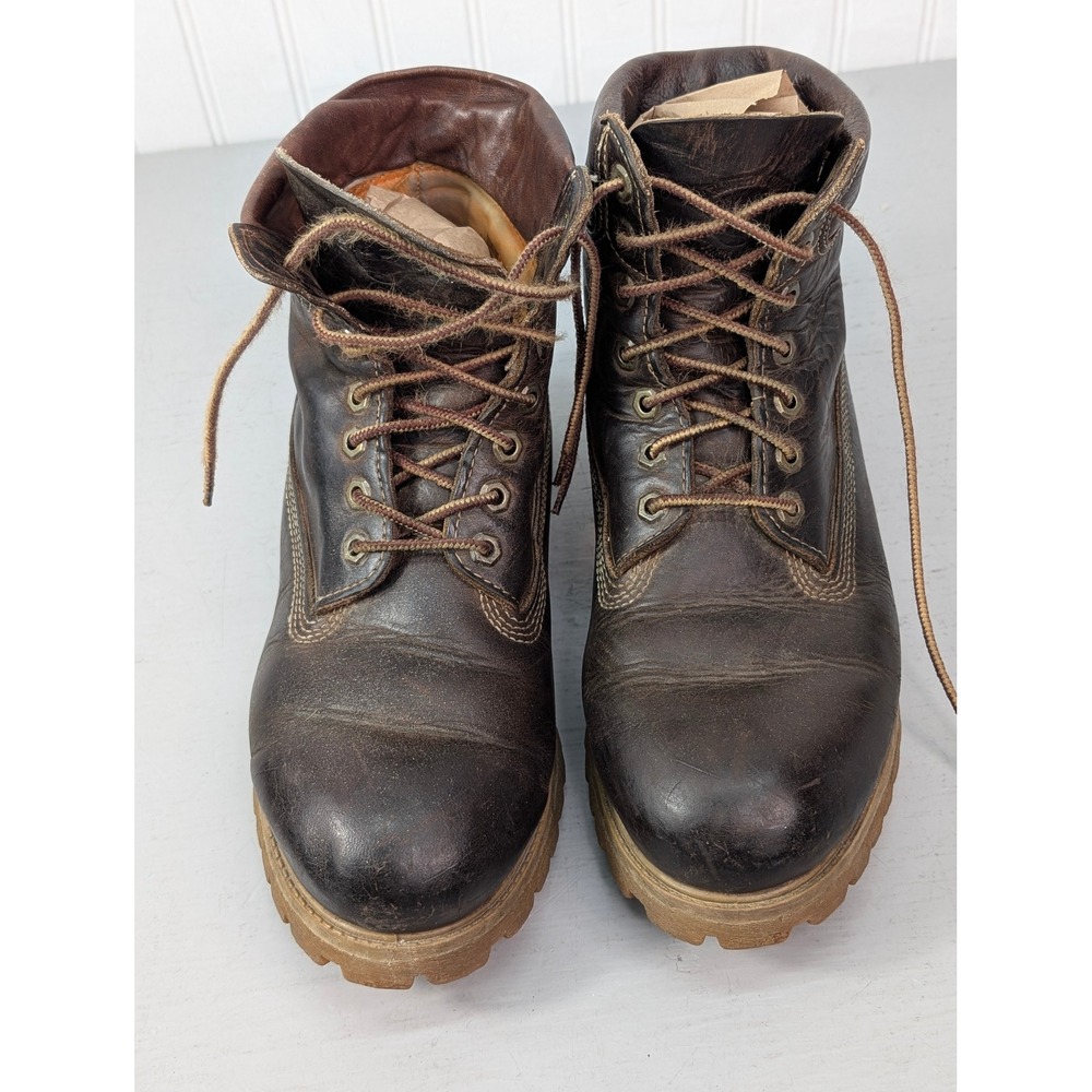 Timberland Leather Lace Up Work Boots Men's Size 9M Brown Classic Waterproof